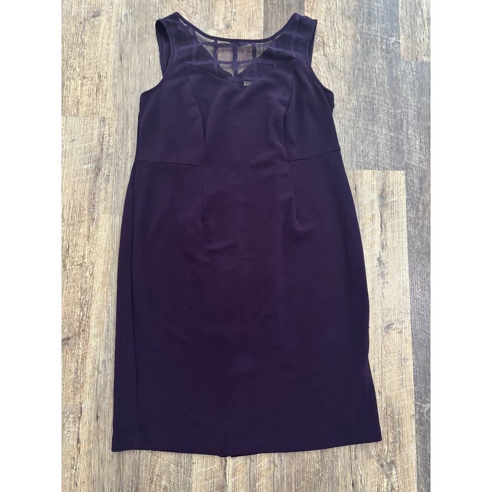 Maya Brooke Purple Lattice Mesh Neck Sheath Dress Womens Plus 16W‎ Sleeveless